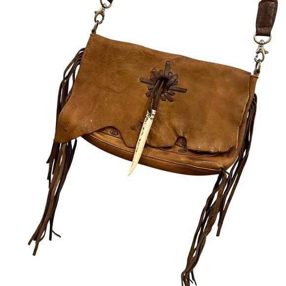 American Darling Handbags - American Darling Genuine Leather Fringe Crossbody Bag